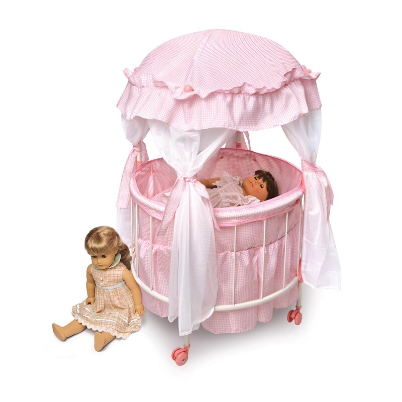 Badger Basket Royal Pavilion Round Doll Crib with Canopy and Bedding Reviews Wayfair